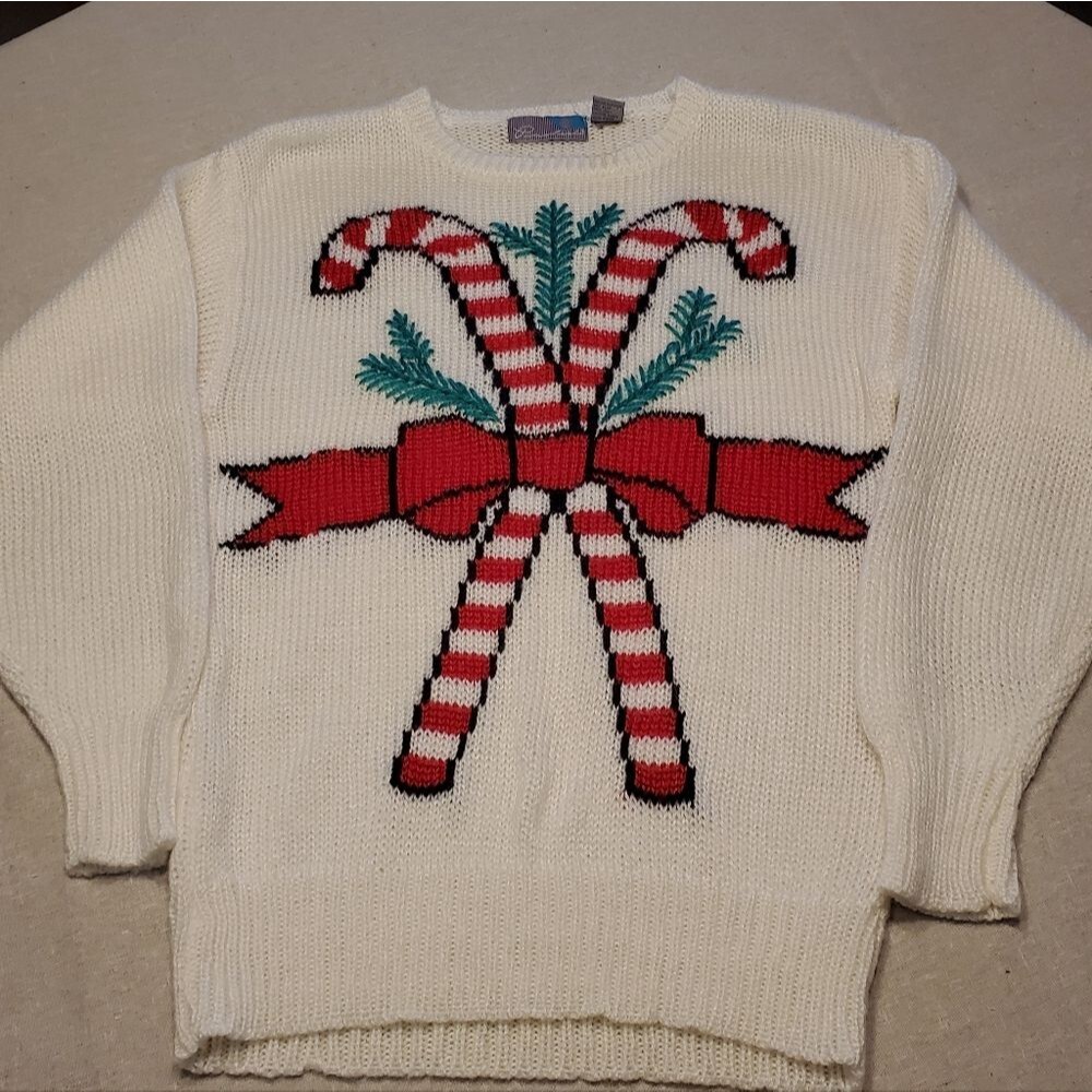 Pinwheels Giant Candy Cane Christmas Holiday Sweater in Size L